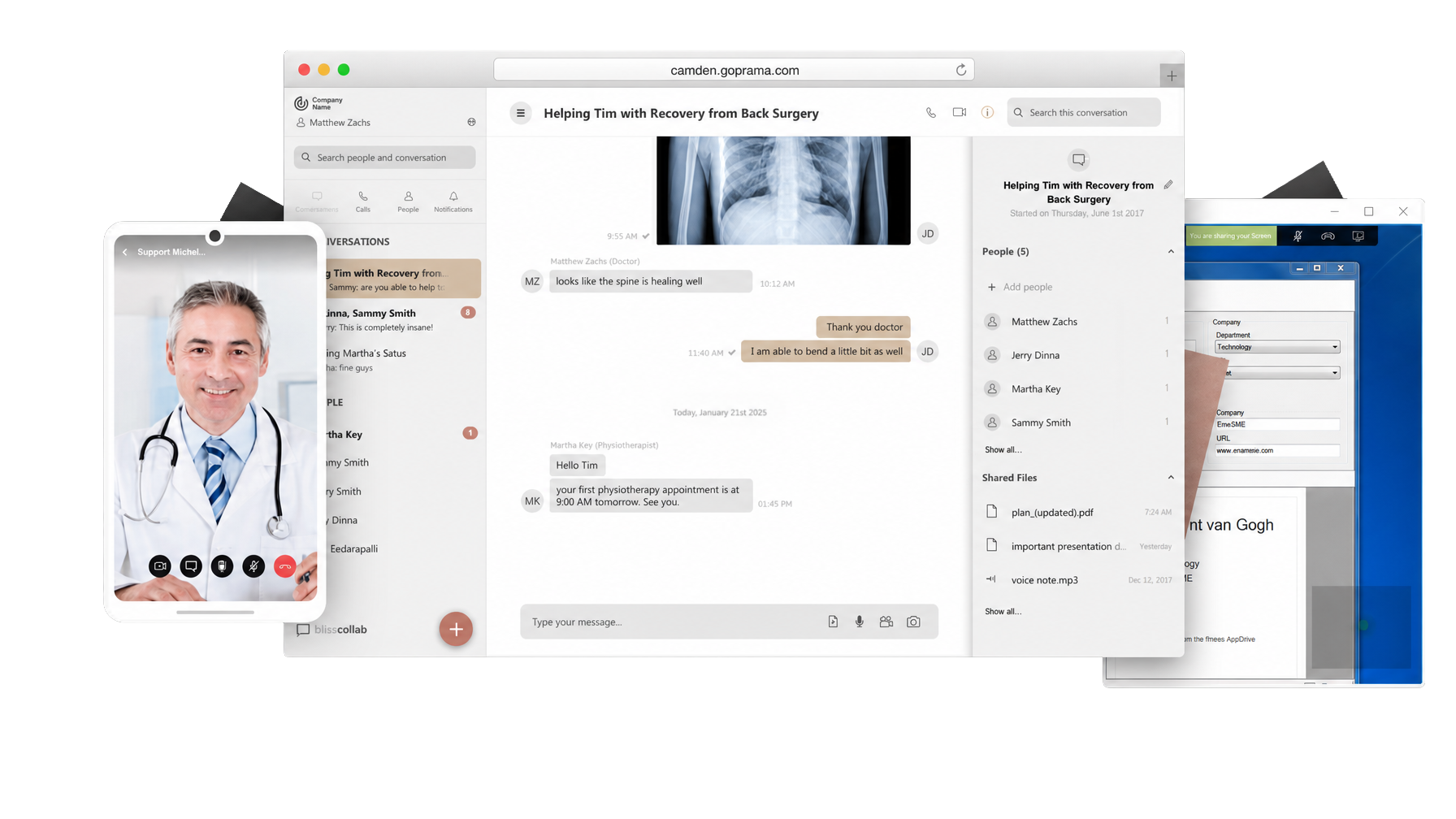 pramacollab: collaboration embedded in the workflow with channels, chat and attachments on the record